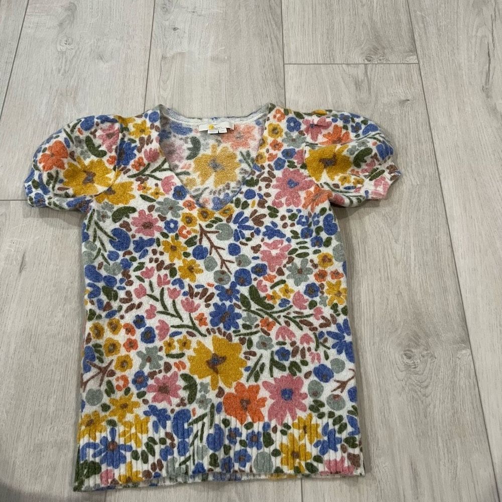 Boden Printed Puff Sleeve Sweater size xs